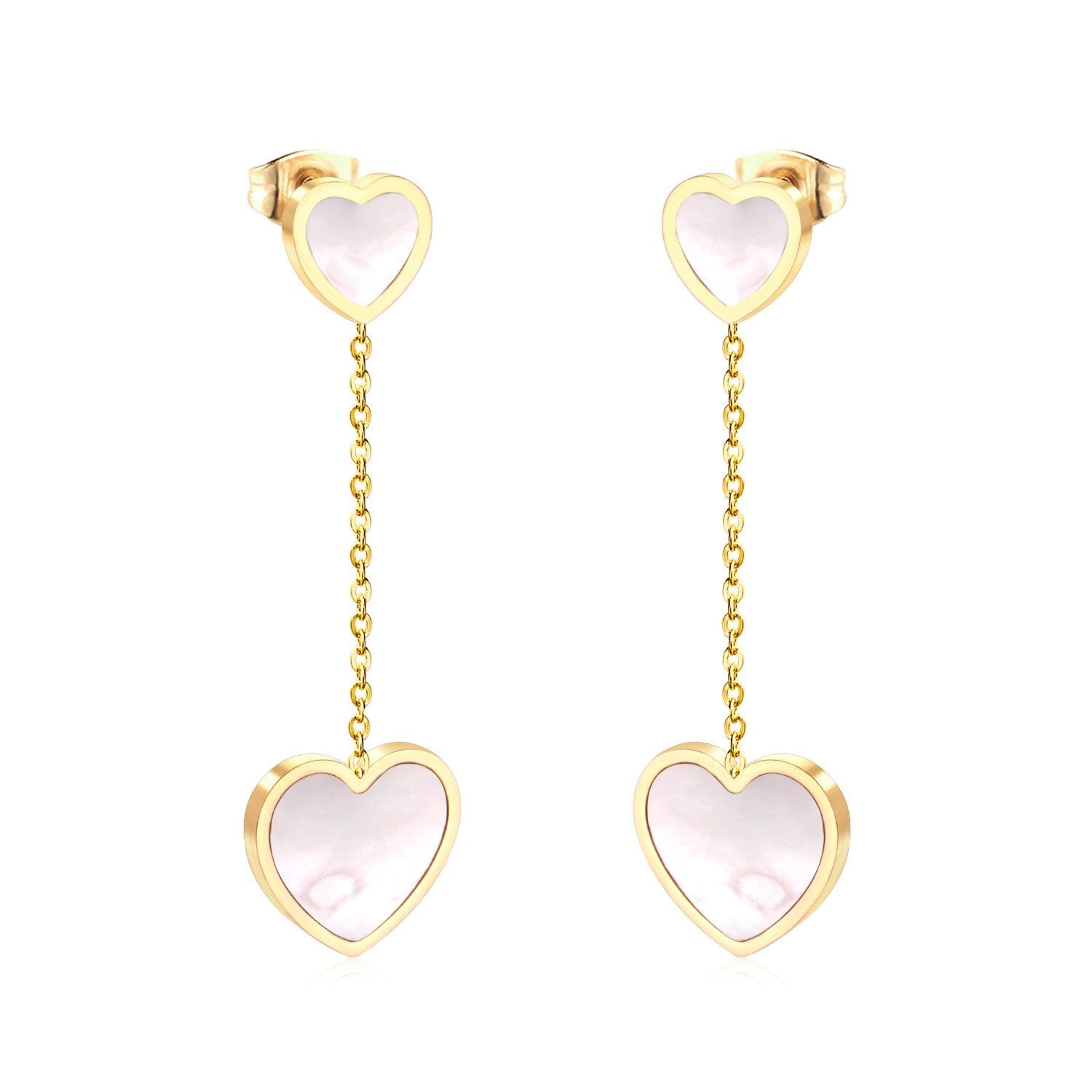 ASON Korean Style Statement Drop Earrings Shell Heart Dangle Earring Stainless Steel Jewelry for Women Femme Party Gift asonjewelry